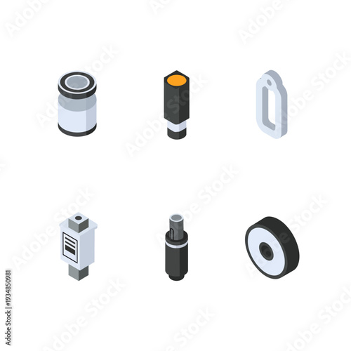 Isometric Industrial Components Collection.