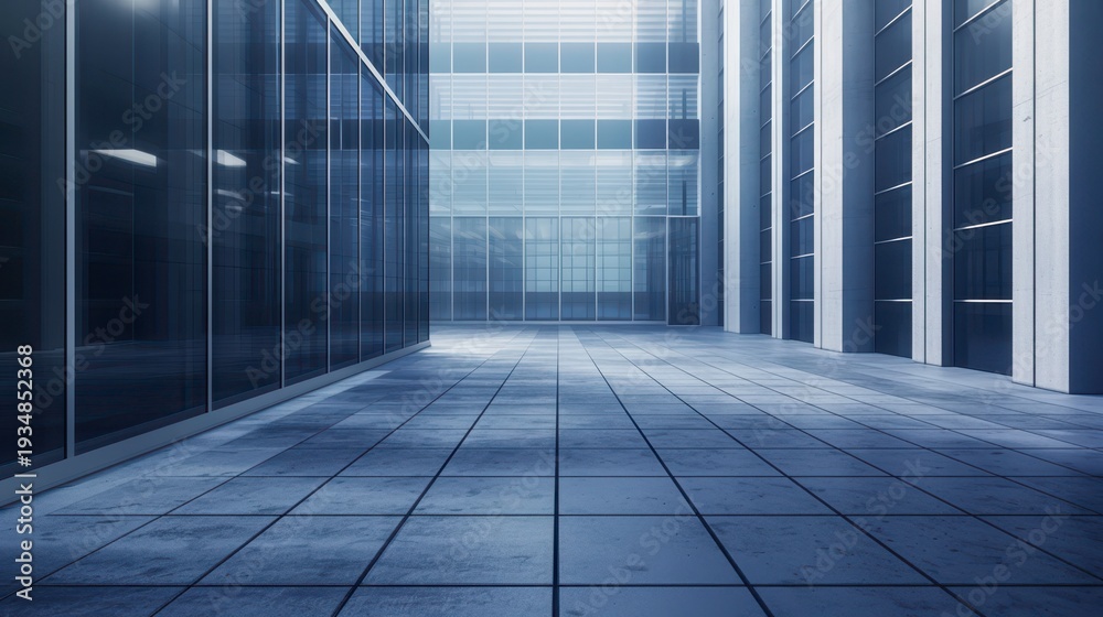 Fototapeta premium Modern Architectural Interior with Glass and Concrete Elements