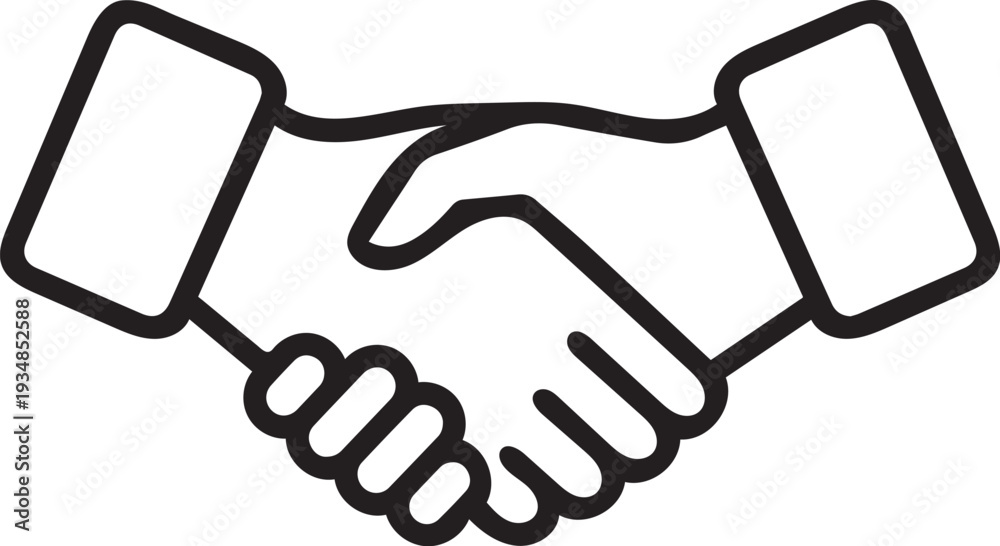 Obraz premium Handshake Line Art Illustration – Minimalist Partnership and Agreement Icon