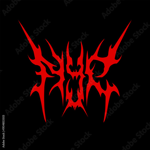 NYC metal typography in sharp spiky gothic style, aggressive red logo design for streetwear, band merch, and urban branding.