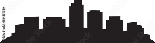 Cityscape skyline silhouette with multiple tall buildings vector illustration