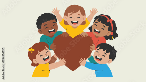 Children diverse love heart