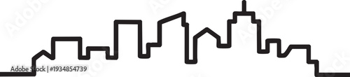 Outline cityscape simple vector graphic city skyline buildings architecture drawing