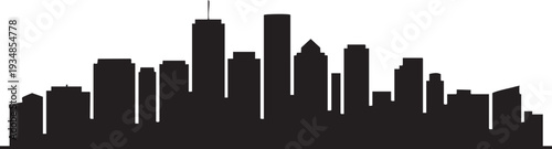 Detailed cityscape silhouette tall skyscrapers urban skyline architecture vector illustration