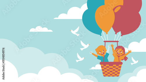 Children hot air balloon flight adventure