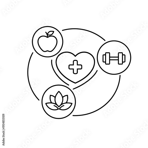 Wellness System Icon – Clean Line Health Ecosystem and Integrated Care Symbol