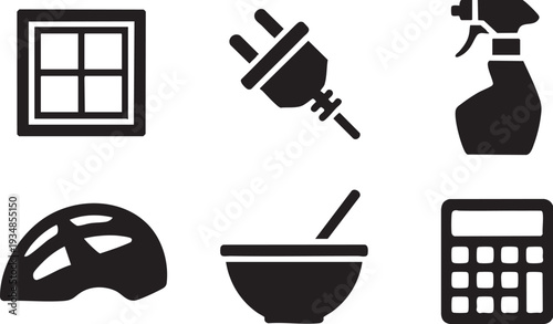 Group of modern icons for technology home and tools on a gray background