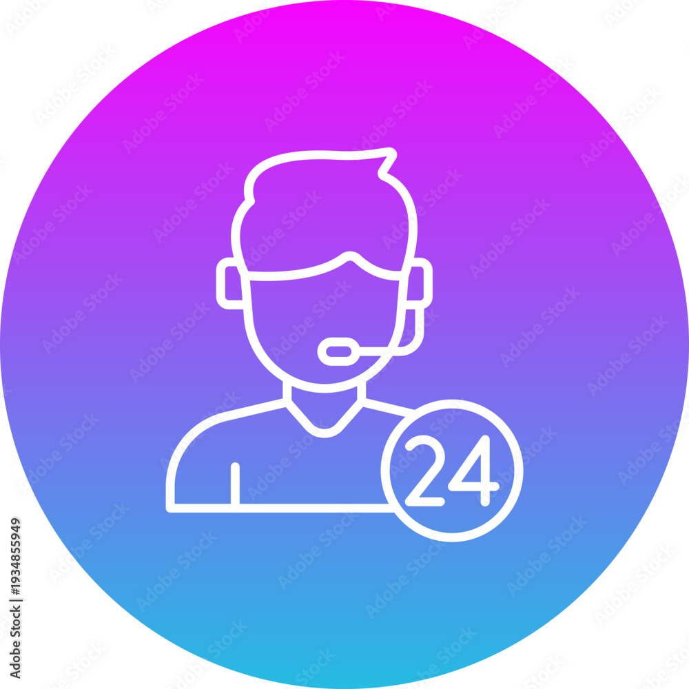 Fototapeta premium 24 hours support Icon