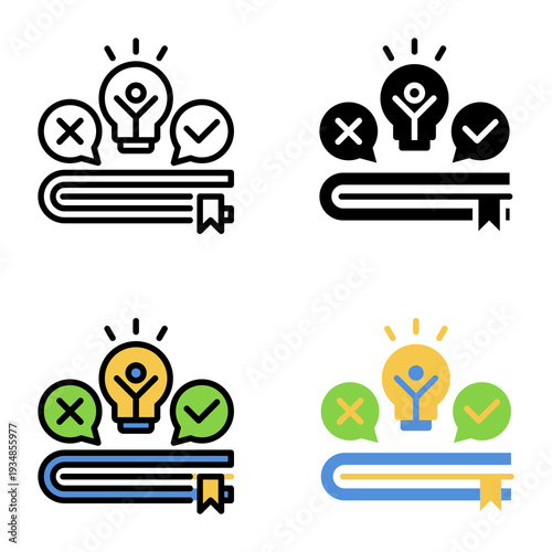 Feasibility study icon collection of various styles for design branding, print and digital media