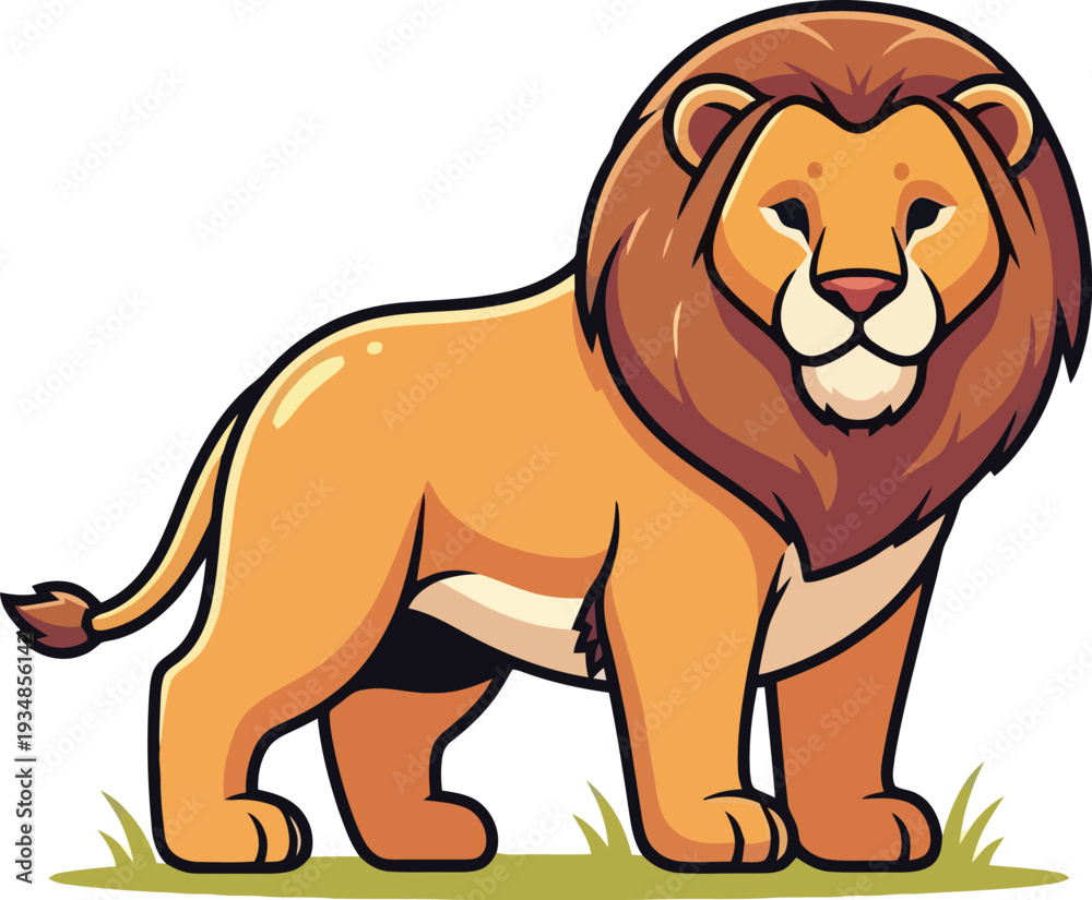Obraz premium Male Lion Cartoon Character Illustration.