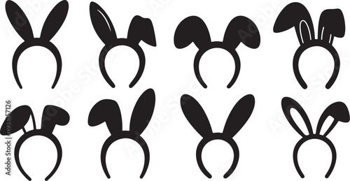 Collection of black bunny ears headbands for Easter celebration