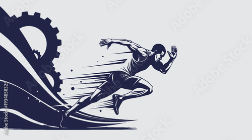 Dynamic Runner Illustration with Mechanical Elements.