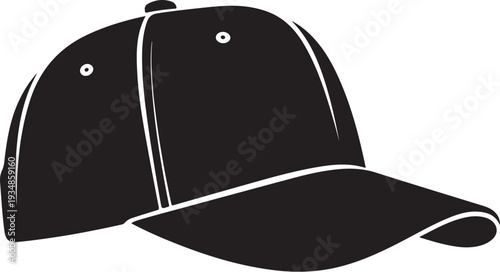 Black Baseball Cap with White Accents and Stitching Details