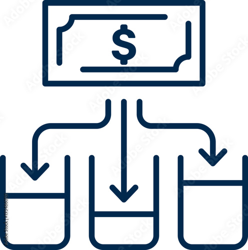 Minimal line SVG icon representing budget management, financial control, expense tracking, and corporate cost planning concepts