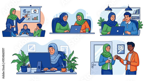 Diverse Professionals Working Together in Modern Office Setting