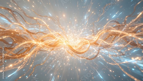 Dynamic Energy Flow Abstract Background with Glowing Particles and Light Trails.