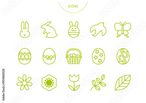 イースター　アイコン ピクトグラム　ベクター イラスト　セット
