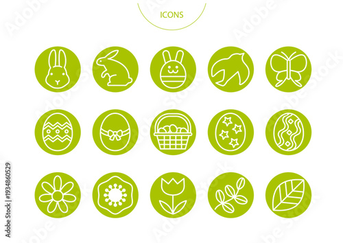 イースター　アイコン ピクトグラム　ベクター イラスト　セット