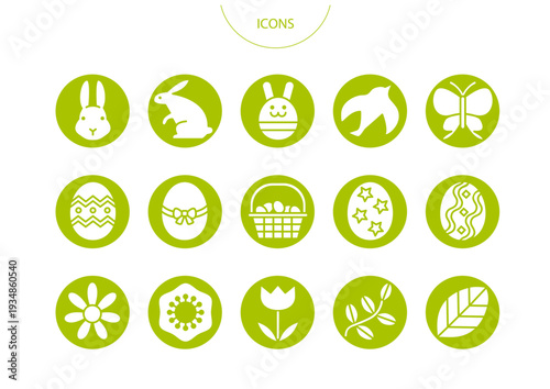イースター　アイコン ピクトグラム　ベクター イラスト　セット