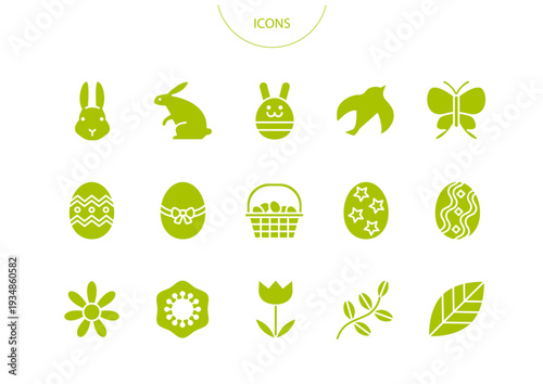 イースター　アイコン ピクトグラム　ベクター イラスト　セット