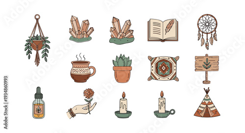 Assorted Native American Inspired Icons and Symbols.