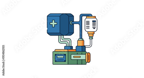Essential Medical Device Illustration IV Drip and Health Monitoring Technology
