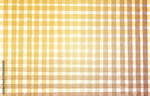 かすれ加工のギンガムチェック背景 黄色と茶色のグラデーション