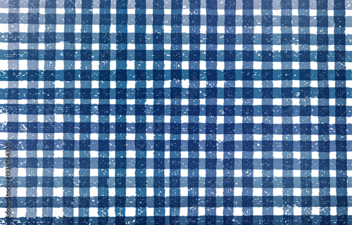 かすれ加工のギンガムチェック背景 藍色・インディゴの和モダングラデーション