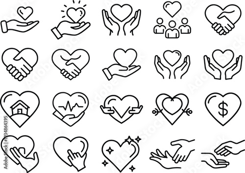 vector set of heart icons