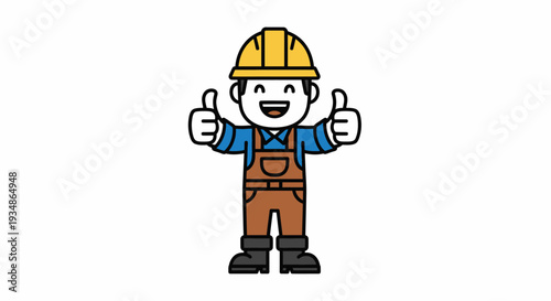 Cartoon Construction Worker Giving Thumbs Up 2.