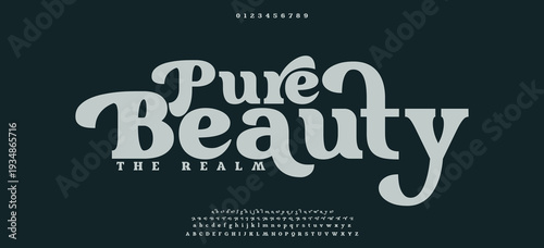 Pure Beauty Groovy Font. Graffiti Font. Creative Hand Drawn, Lettering Fashion Designs Typography modern serif vector illustration
