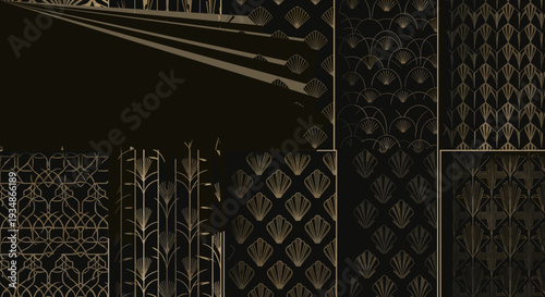 Collection of decorative metal grilles and panels with intricate patterns