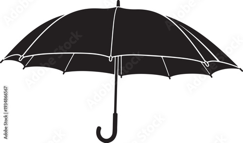 Simple black umbrella isolated on white background illustration