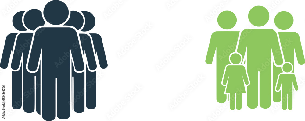 Obraz premium Two groups of people icons isolated on transparent background