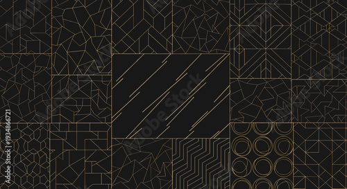 Abstract geometric pattern with lines circles and shapes