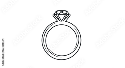 Simple Diamond Engagement Ring Illustration.