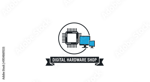 Digital Hardware Shop Logo Design Element.
