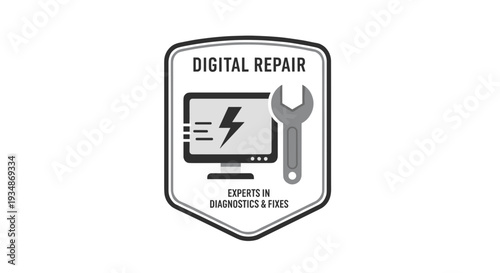 Digital Repair Service Logo with Tools.