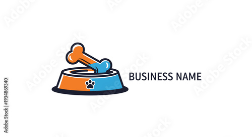 Dog Food Bowl with Bone Illustration.