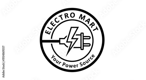 Electro Mart Logo with Plug and Lightning.
