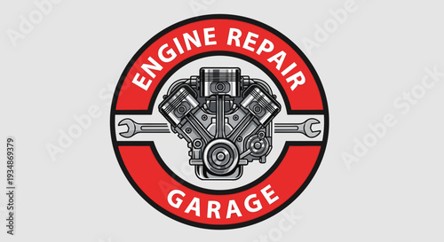Engine Repair Garage Logo with Engine.
