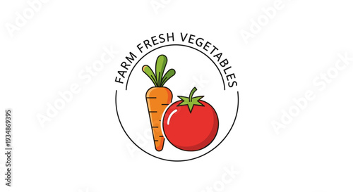 Fresh Carrot and Tomato Illustration Logo.
