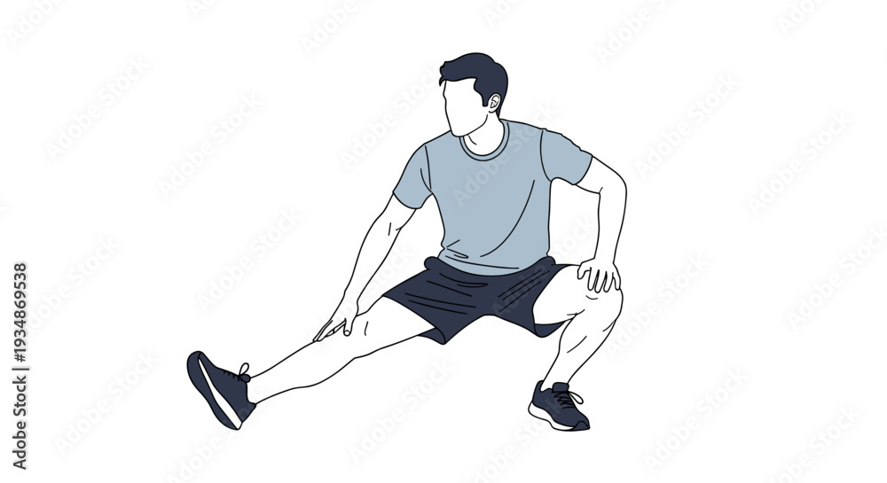 Fototapeta premium Man Stretching Legs in Exercise Position.