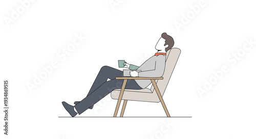 Man Relaxing in Chair with Laptop.