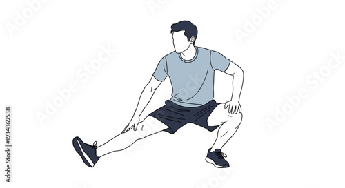 Man Stretching Legs in Exercise Position.
