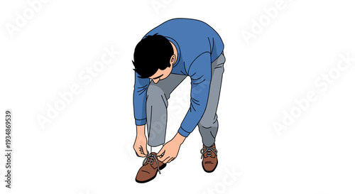 Man Tying Shoelaces on Brown Shoes.