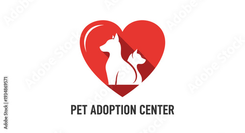 Pet Adoption Center Logo with Heart.