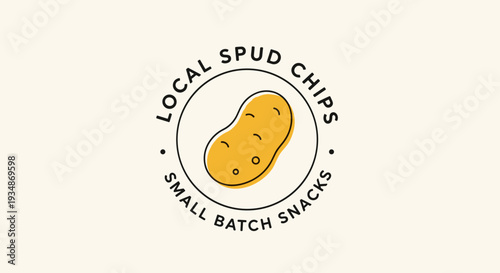 Potato Chip Illustration in Circle Logo.