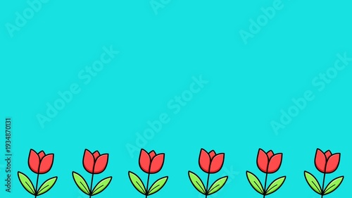 Animation of a row of tulips swaying against a blue background