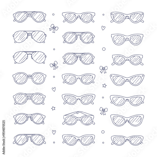sunglasses set vector icon
Vector doodle set on a white background